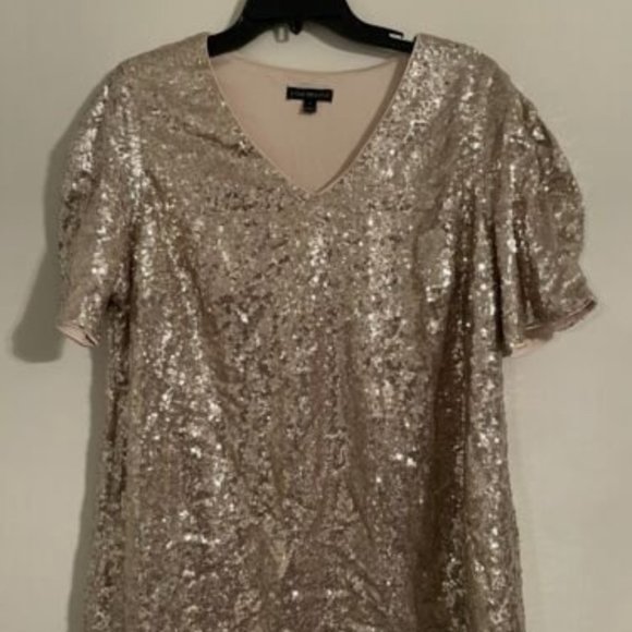 Lane Bryant Tops - New Size 20 Lane Bryant Womens Blouse Gold Sequin 20 Mardi Gras